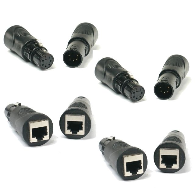4 Sets VRL RJ45 Ethernet to 5 Pin XLR DMX XLR Female & Male Adapter Sets