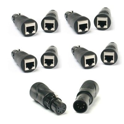 5 Sets VRL RJ45 Ethernet cat5 to 5 Pin XLR DMX Female & Male Adapter Set