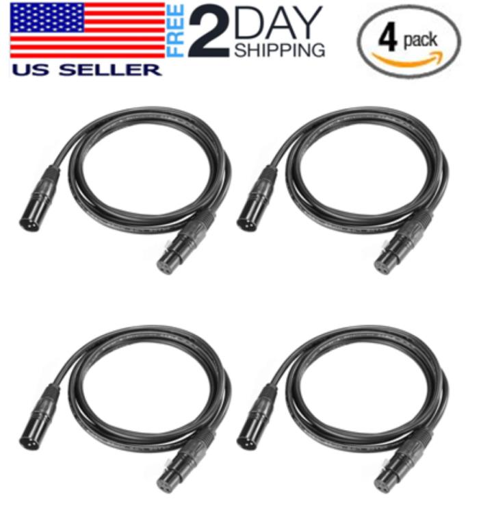 4Pcs 6.5ft Signal XLR Connection DMX Stage Cable Moving Head Par shielded Light