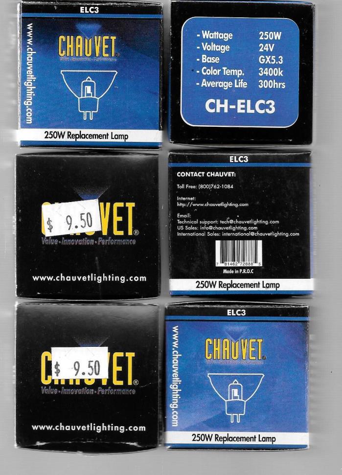 Chauvet- CH-ELC3 250W REPLACEMENT LAMP-LOT OF 6