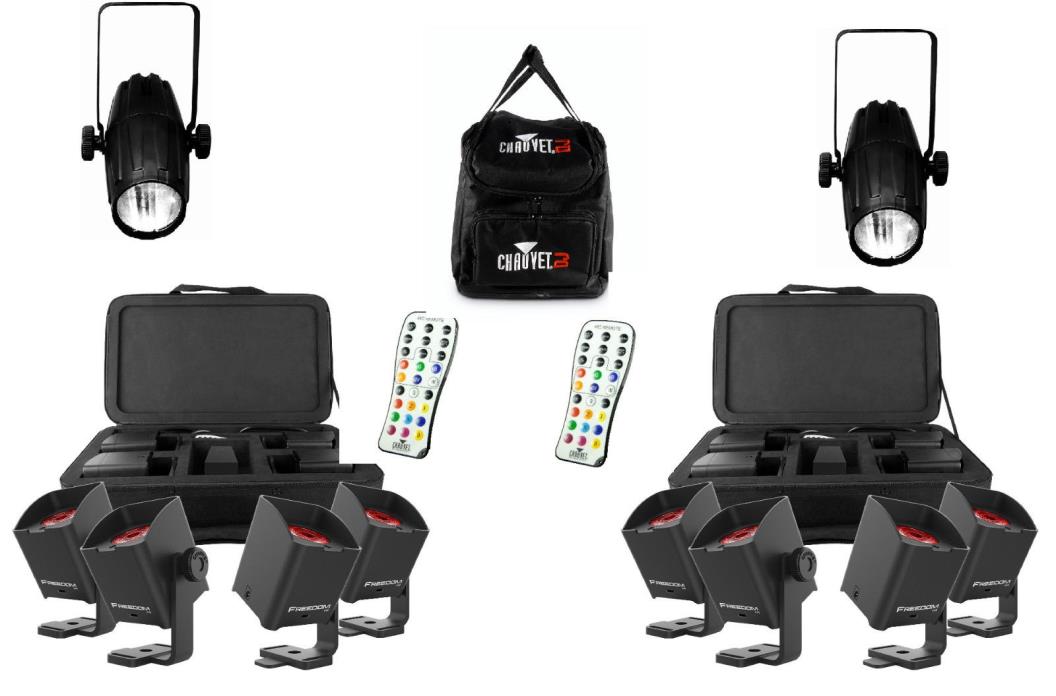 Chauvet DJ Freedom H1 Wash Light System with 8x Freedom,Pinspot 2,Remote, & Bag