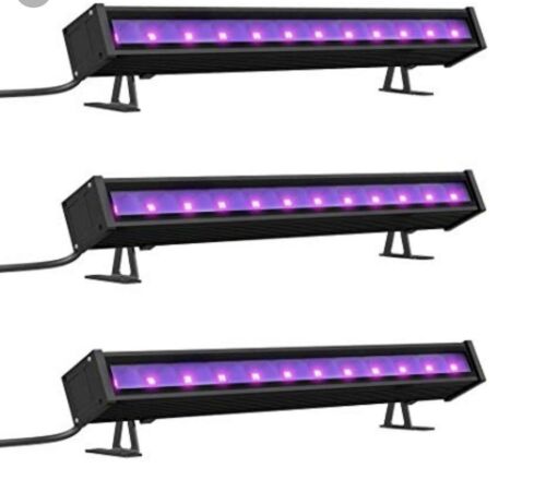 Onforu 3 Pack 24W UV LED Black Light Bar, 5ft Power Cord with US Plug and