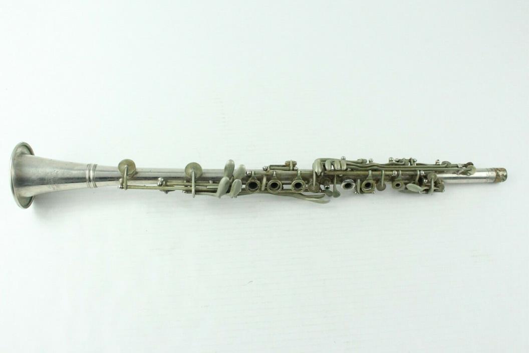 Vintage Madelon Bb Silver Body Metal Clarinet No Mouthpiece or Case FOR PARTS