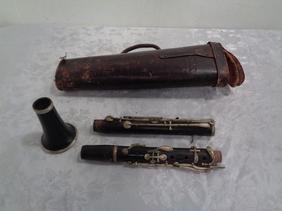 Vintage Antique IMPERIAL Made By J.B. MARTIN Clarinet W Leather Case For Repair