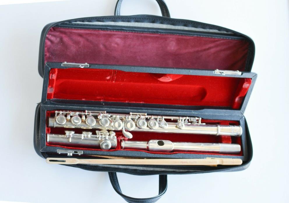PEARL flute musical instrument PF 501 hard & soft case excellent cond close hole