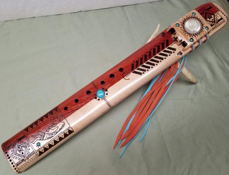 Paul Neal MAPLE & PADAUK Native American Style DRONE Flute Key BASS D 432hz #405