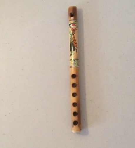 Wooden Flute Whistle Painted Design Six Hole