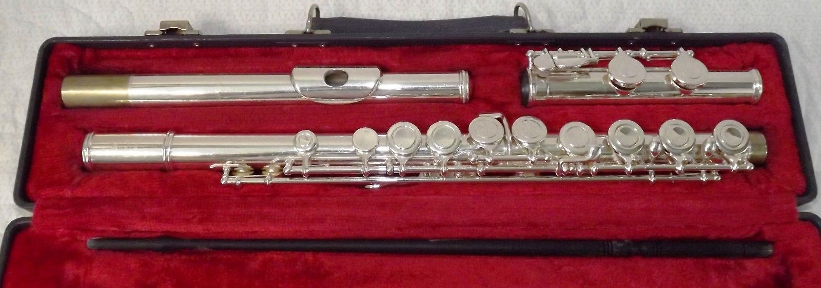 Vintage Custom JDS Elkhart 2 I91483 Silver Flute Model 2 w/ Case & Cleaning Rod