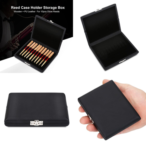 10/12/20Pcs Oboe Reed Case Wooden + PU Leather Storage Holder B #1 10 Reeds