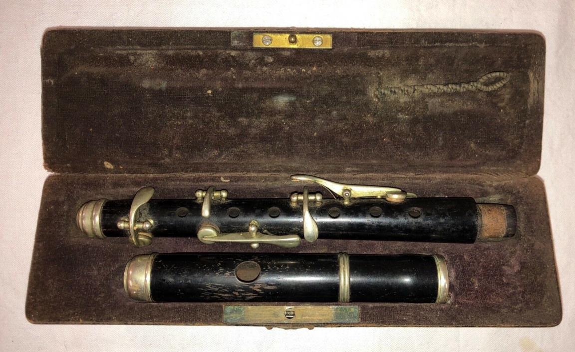 ANTIQUE VICTORIAN WOODWIND CASED PICCOLO FLUTE Quality Estate