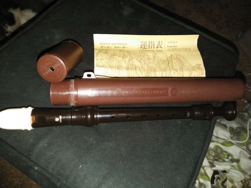 Vintage Zen-On Soprano SB Recorder (Baroque, 3 Piece) with Case Made in Japan