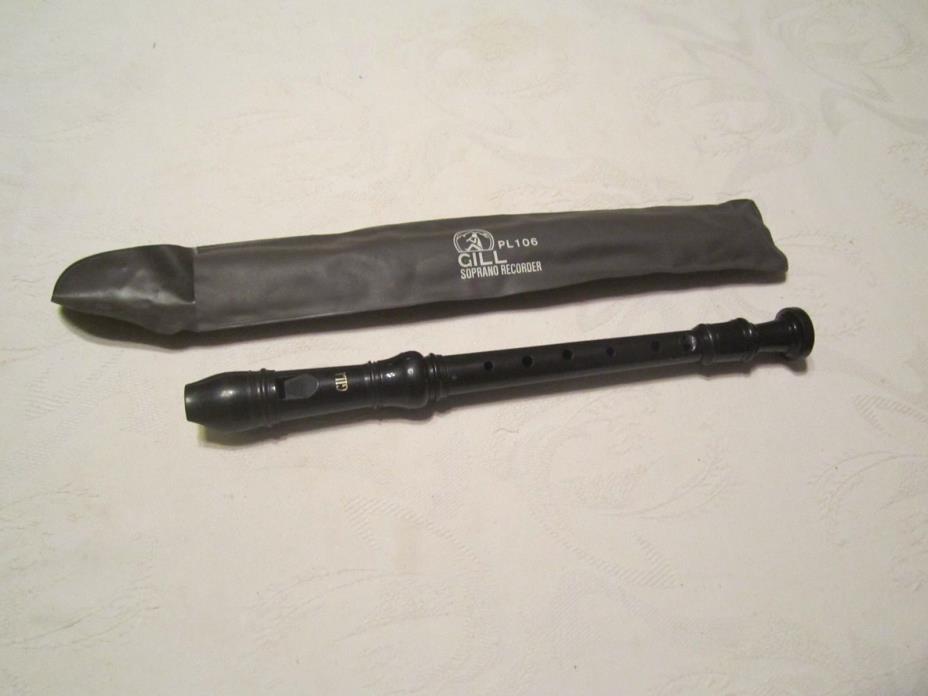 Gill Soprano Recorder PL106 with Soft Plastic Case - Black