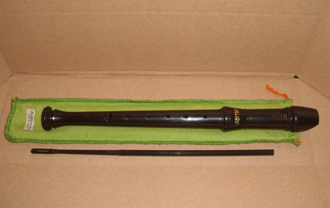 Vintage AULOS Recorder NO. 103J With Cloth Case and Cleaning Rod Japan