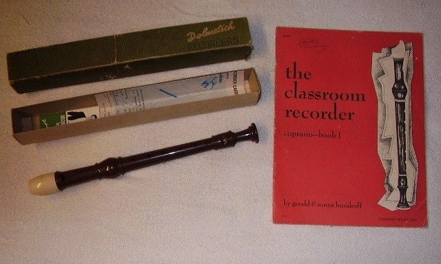 Vintage Dolmetsch Soprano Recorder original box & papers plus instruction book