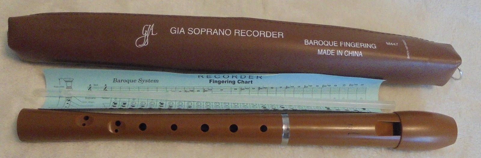Gia Soprano Recorder Baroque Fingering M447 with Case,Cleaner and Instructions