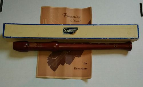 Sonata Wood Recorder Made In Germany Original Box & Finger Chart