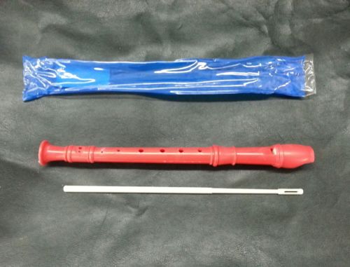 Recorder Flute w/Case&Cleaning Rod Student Red