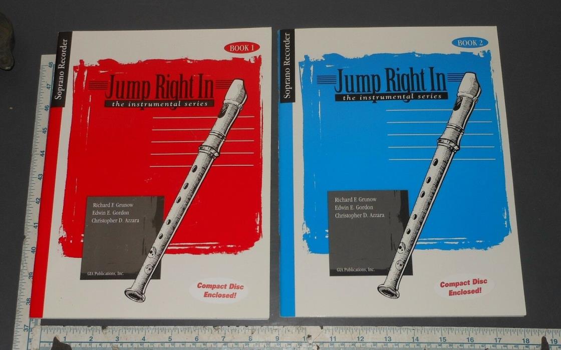 JUMP RIGHT IN SOPRANO RECORDER BEGINNER INSTRUCTIONAL BOOKS 1 & 2 W CD'S