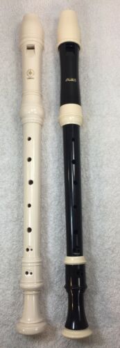 2 Vintage Recorders Aulos 209N-E Yamaha 22 12 32 B Made in Japan White Brown