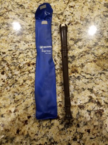 SUZUKI Vintage Soprano Recorder Flute SRE-500 Brown recorder music intstrument