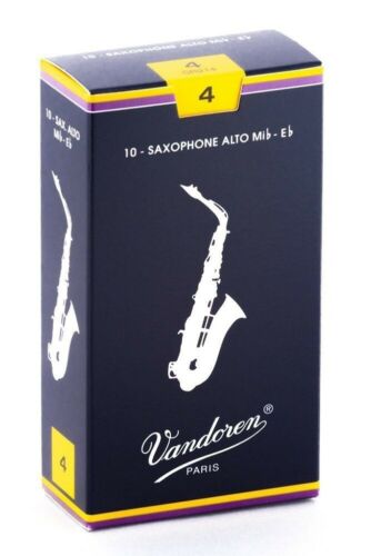 Vandoren 10 PACK Traditional Alto Saxophone Reeds # 4 Strength 4 SR214