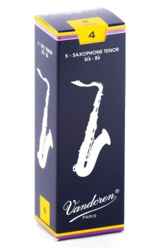 Vandoren 5 PACK Traditional Tenor Saxophone Reeds # 4 Strength 4 SR224