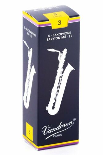 Vandoren 5 PACK Traditional Baritone Saxophone Reeds # 3 Strength 3 SR243