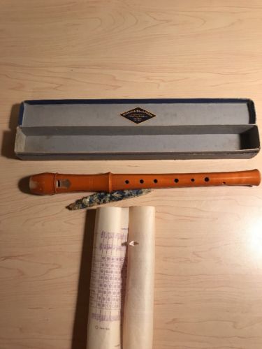 Original Vintage July 1951 Alexander Heinrich Blockflote  Light Brown Recorder