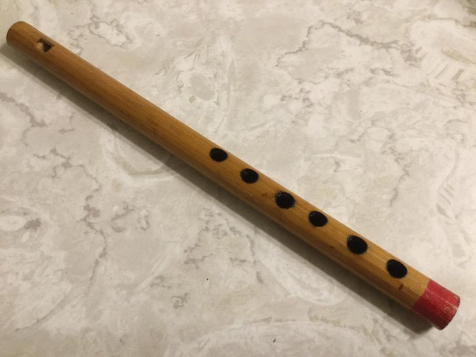 Carved Wood Whistle Recorder Musical Instrument Red Tip