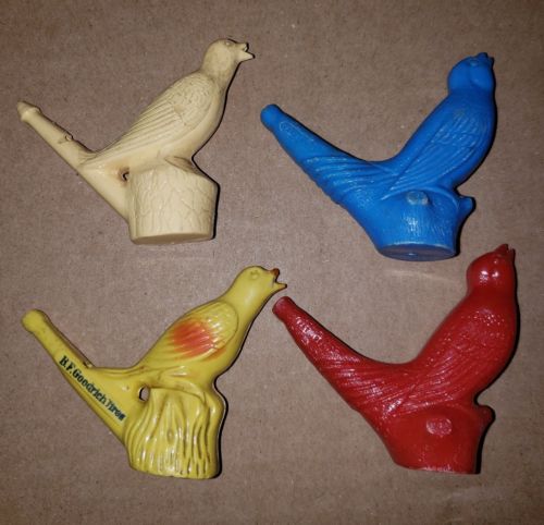 VINTAGE UNKNOWN MAKER BIRD SHAPED WATER WHISTLE USED LOT OF 4 BF GOODRICH