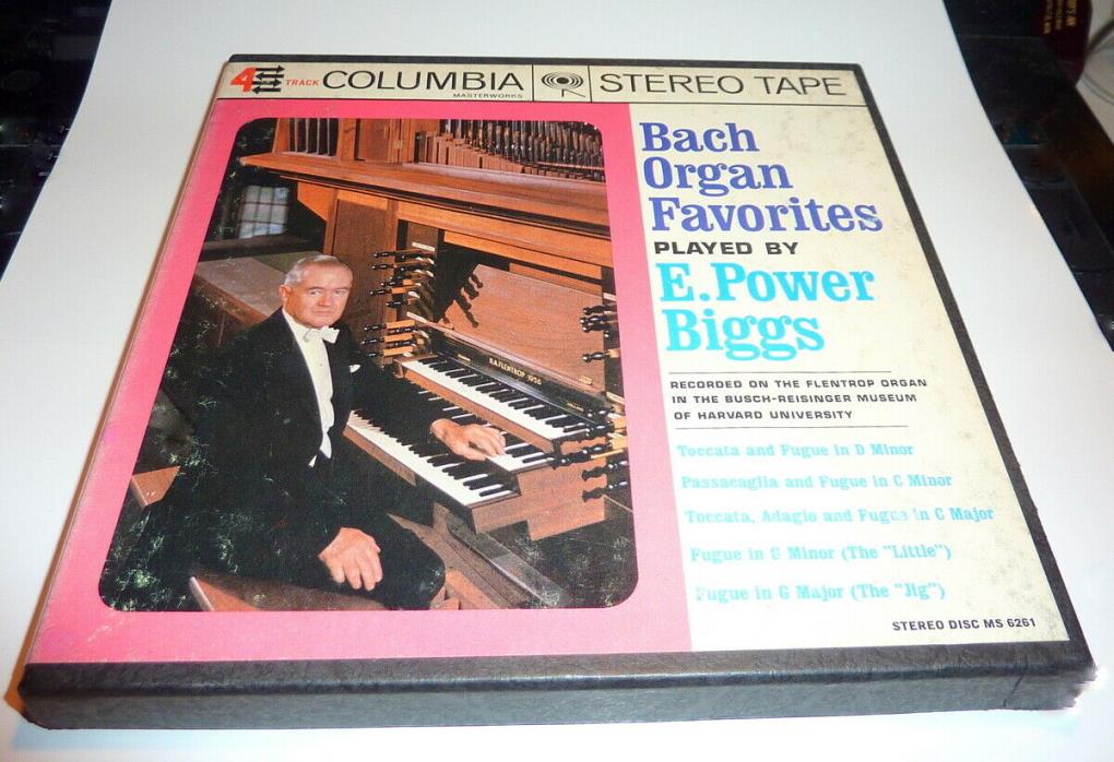 BACH ORGAN FAVORITES E Power Biggs  REEL TO REEL TAPE 4 TRACK  With Extras CPICS