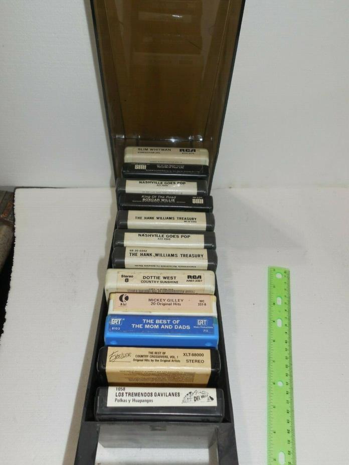 8 Track mostly COUNTRY Tapes Slim Whitman, Hank Williams, Mickey Gilley and case