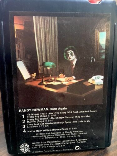 Randy Newman 8-Track Tape Born Again New Pad Tested 100% Play Ready 8 Track Tape