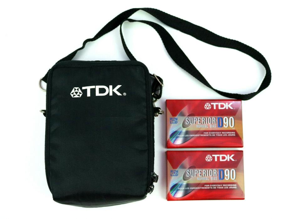 VTG TDK Soft Black Portable Cassette Holder 12 Tape Capacity Zip Closure