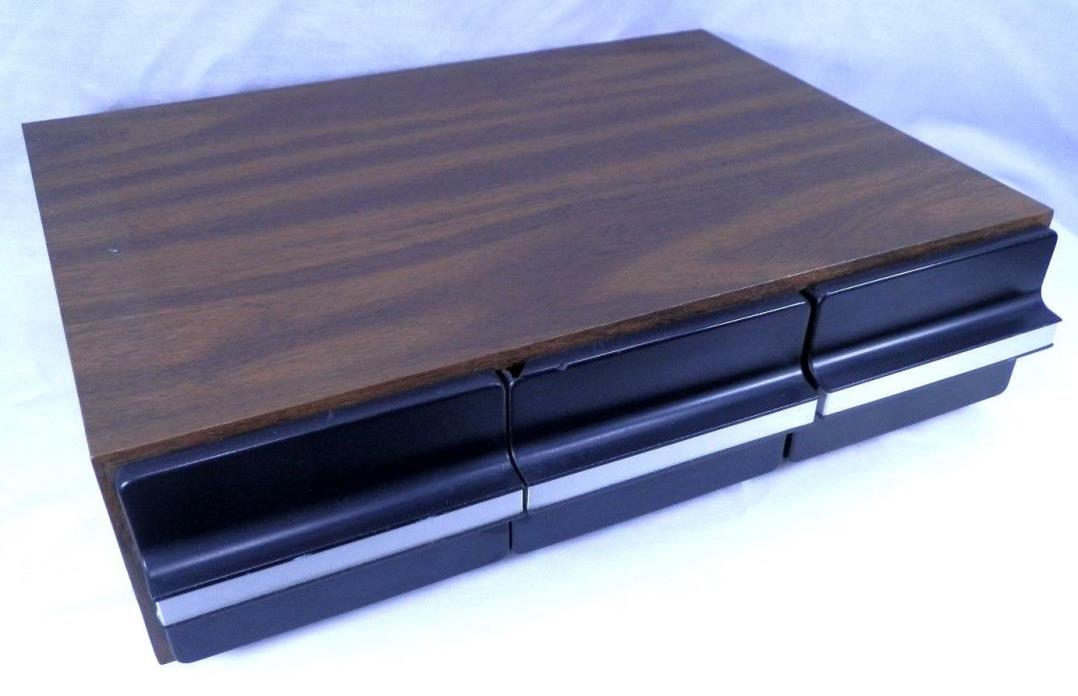 3 Drawer Audio Casstte Case VIntage Wood Grain Holds 36 Tape Holder Fast Ship