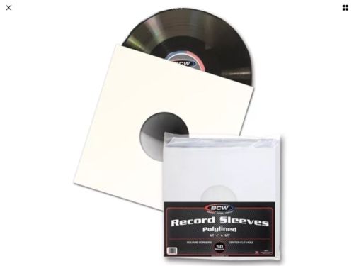 Pack of 50 Polylined Paper 33RPM LP Album Record Inner Sleeves poly lined