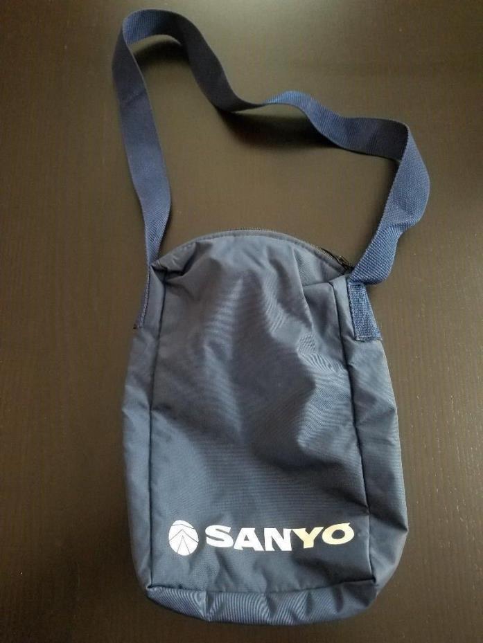 Vintage SANYO Cassette Tape Storage Holder Blue Nylon Carry Case with Strap