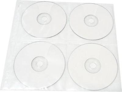 25-Pack 8 Disc CD DVD Poly Sleeves 3 Ring Binder Pages - 200 Disc Capacity for