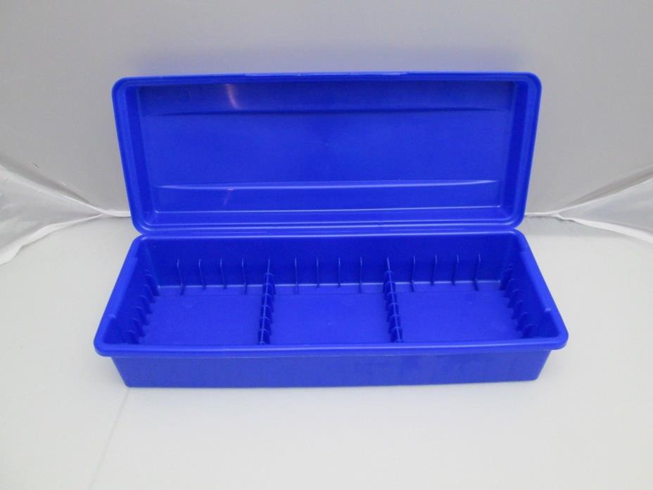 Alpha Cassette Hard Plastic Storage Case Box Holds 15-24 Cassette Tapes Blue