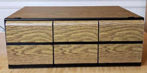 CASSETTE TAPE Drawer 33 Storage Case Box Holder Organizer Faux Wood 3 drawers