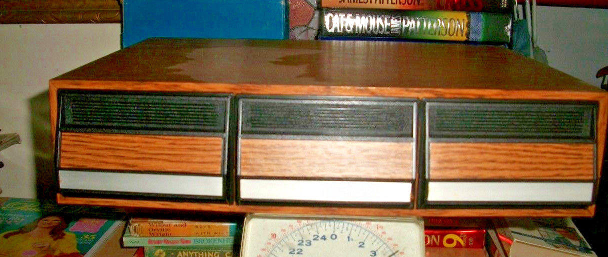 Audio Cassette Holder 42 Tape Storage Case Wood Grain 3 Drawer Vintage 1990s
