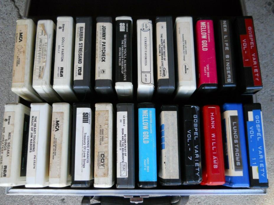 Vintage 8-Track Storage Case with 24 Tapes