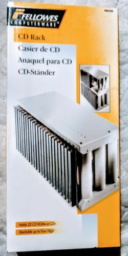 FELLOWES CD RACK holds 22 CD ROMS or CDs STACKABLE UP TO 4 HIGH