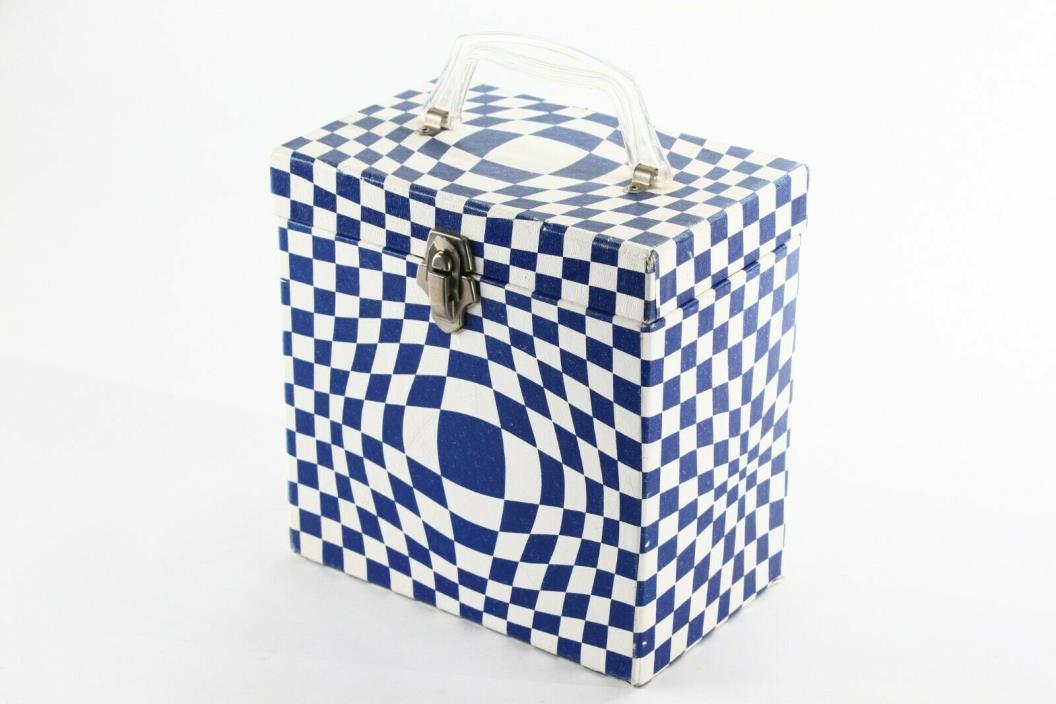 Vintage Psychedelic Checker's Blue 45 RECORD STORAGE CASE Platter-Pak Platterpak