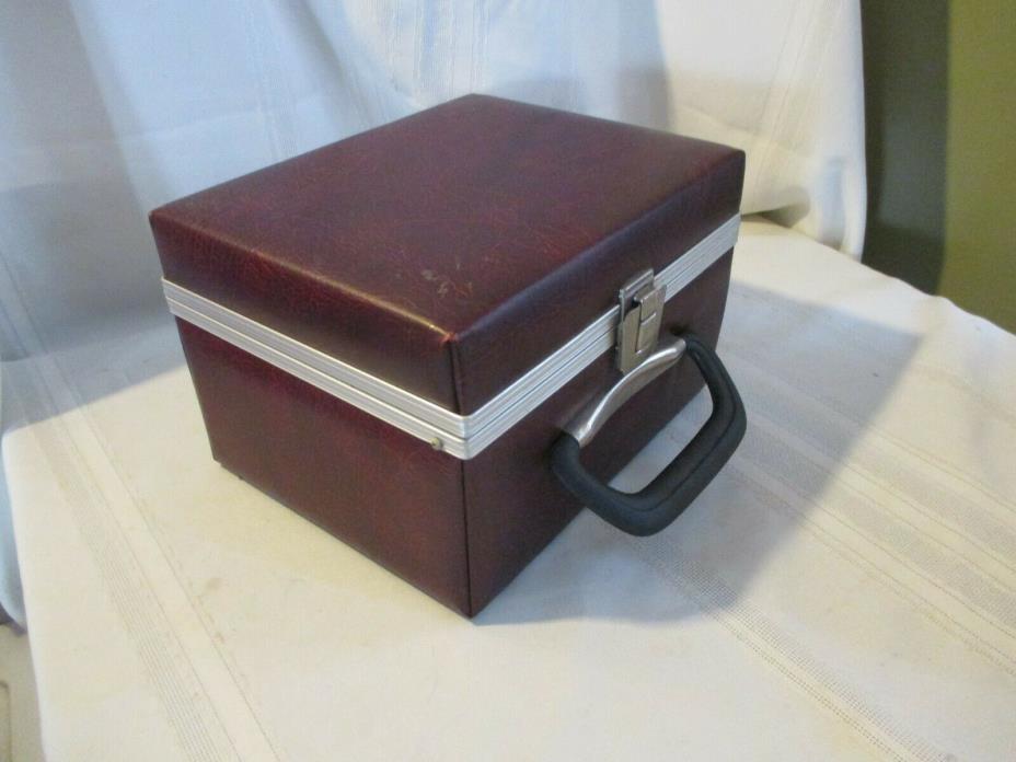 Vintage Brown Faux Leather 8 Track Storage Case for 12 Tapes Carrying Box