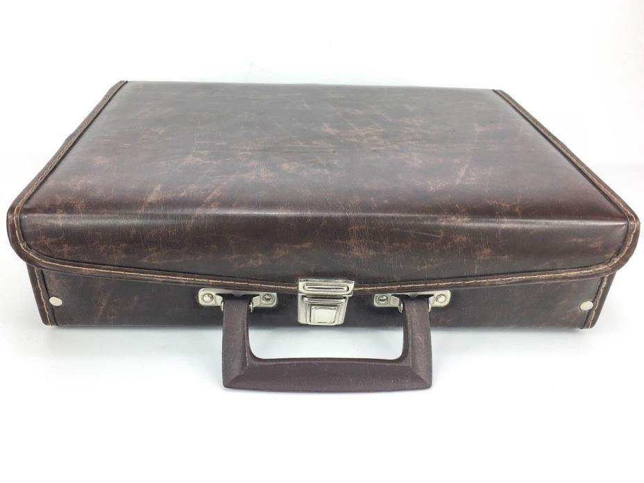 Cassette Holder Case Briefcase 30 Tapes Brown Faux Leather