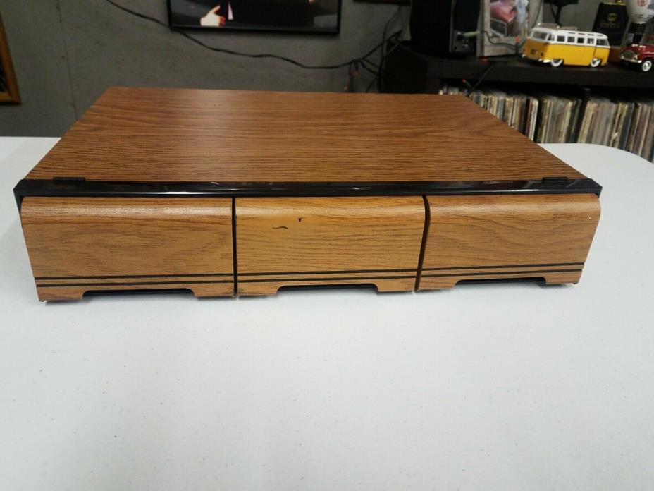 Audio Cassette Tape Holder Case Storage 3 Drawer 42 Tape Faux Wood Grain Vintage