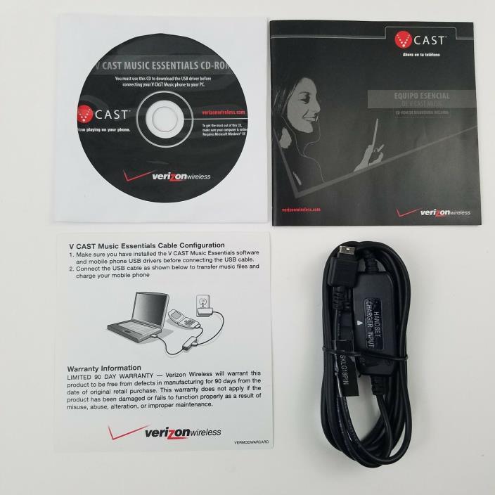 Verizon VCAST V Cast Music Essentials Software CD-ROM with USB Data Cable