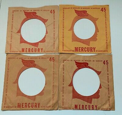 Mercury Records Company Sleeves 45 RPM Winged Hat Lot of 4
