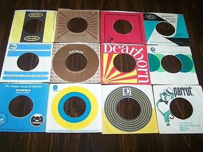 Lot of 12 Mixed 45 rpm COMPANY SLEEVES vintage 1960s-1970s